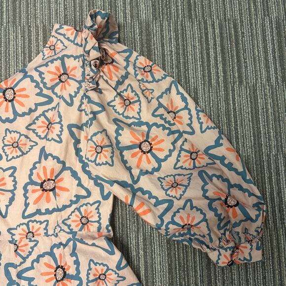 Atelier 1756 x Anthropologie Pastel Pink Nadia Ruffle Floral One-Sleeve Romper - Picture 6 of 11